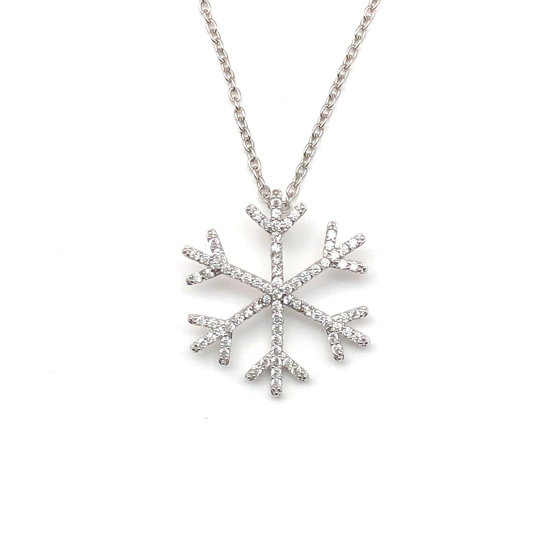 Silver Necklace | Charm Necklace | 925 Sterling Crystalized Snow Flurry Pendant Necklace