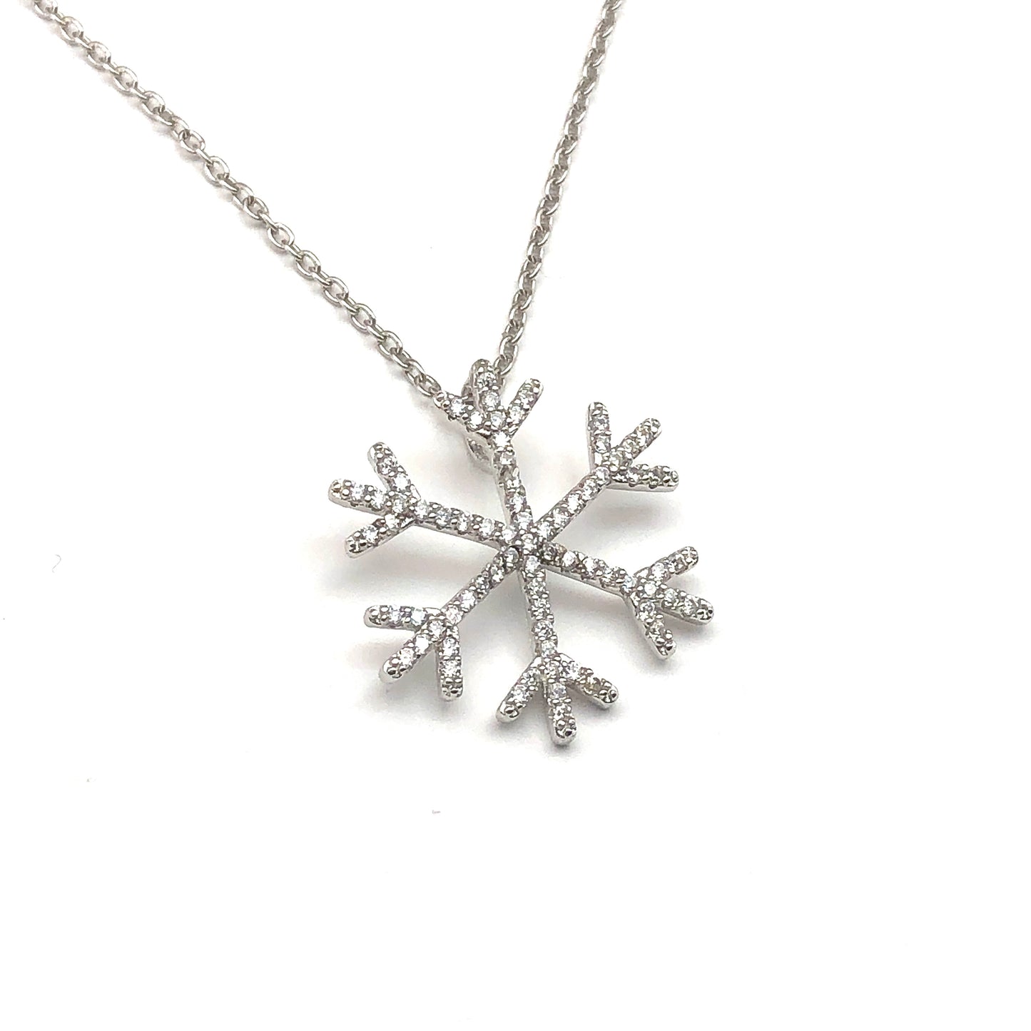 Silver Necklace | Charm Necklace | 925 Sterling Crystalized Snowflake Pendant Necklace