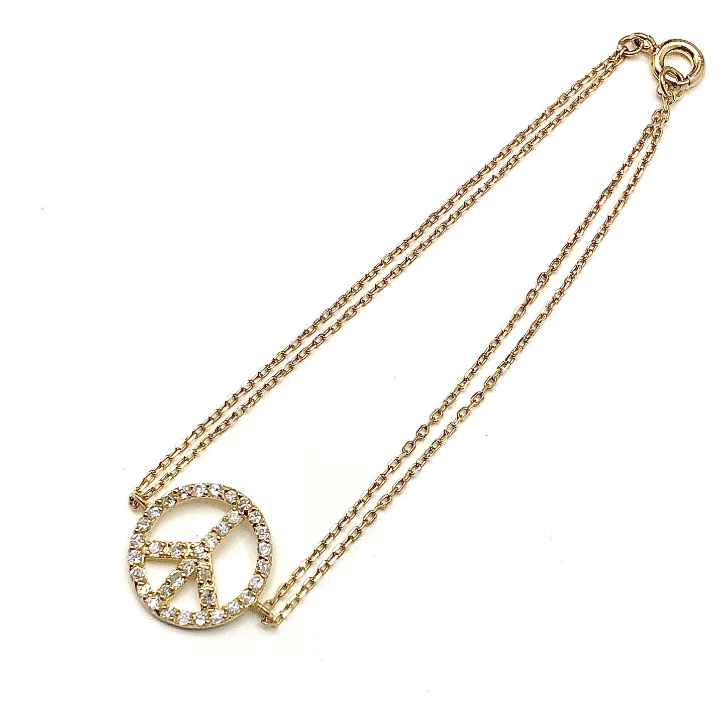 Bracelet | Womens Sterling Silver Delicate Two Strand Gold Bracelet | Peace Symbol Jewelry