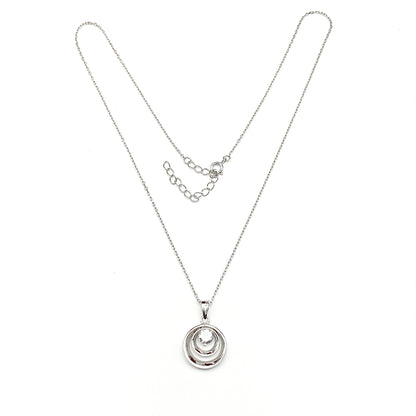 Blingschlingers Jewelry - Womens Adjustable Sterling Silver Sandblasted Circle Pendant Necklace