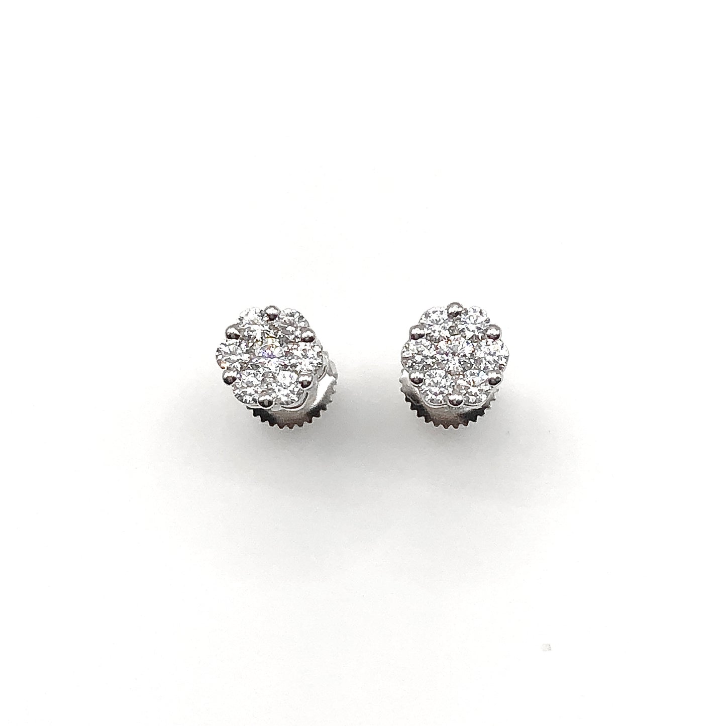 Earrings - Sterling Silver Sparkly CZ Cluster Stud Earrings