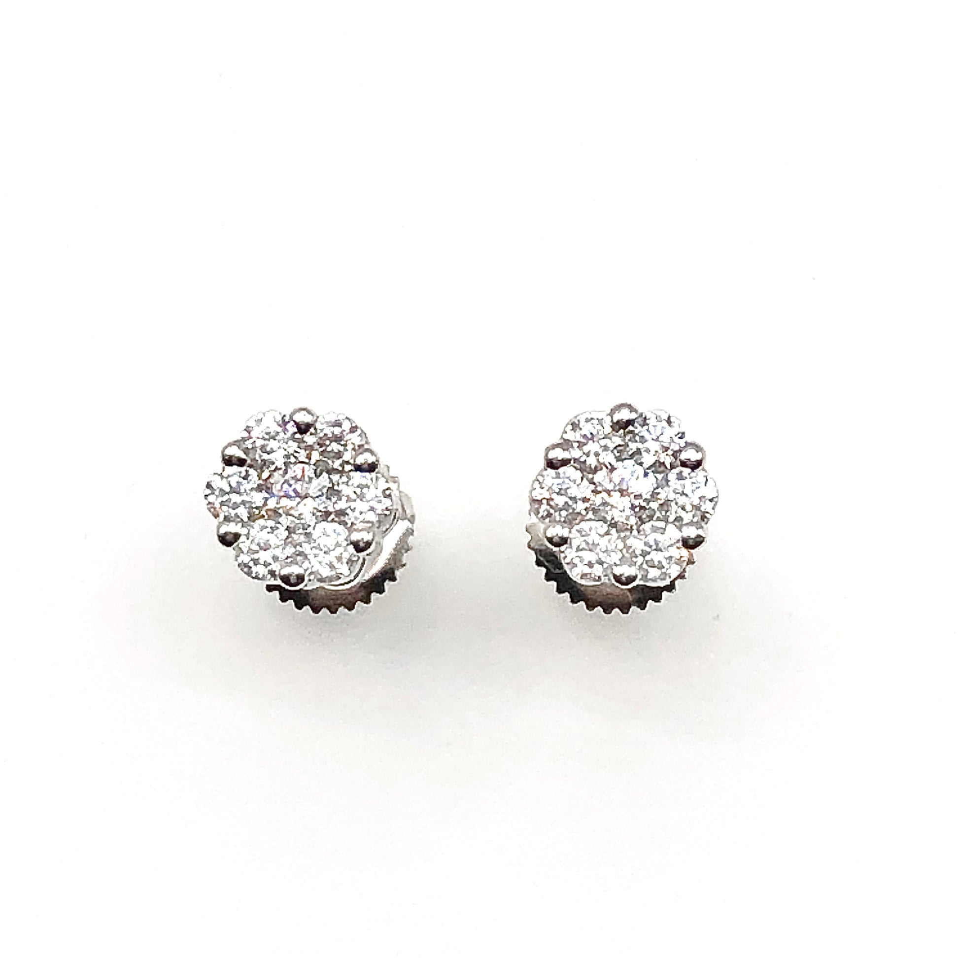 Earrings - Sterling Silver Sparkly Cluster Stud Earrings