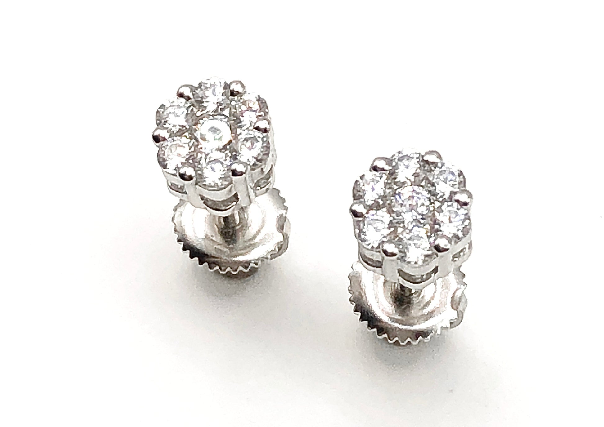Earrings - Sterling Silver Sparkly CZ Cluster Stud Earrings