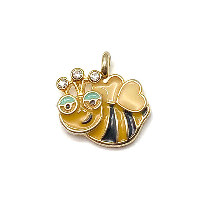 Pendant - Kids Cute Golden Busy Bee Pendant - Black Yellow Honey Bee Charm - Kids Jewelry