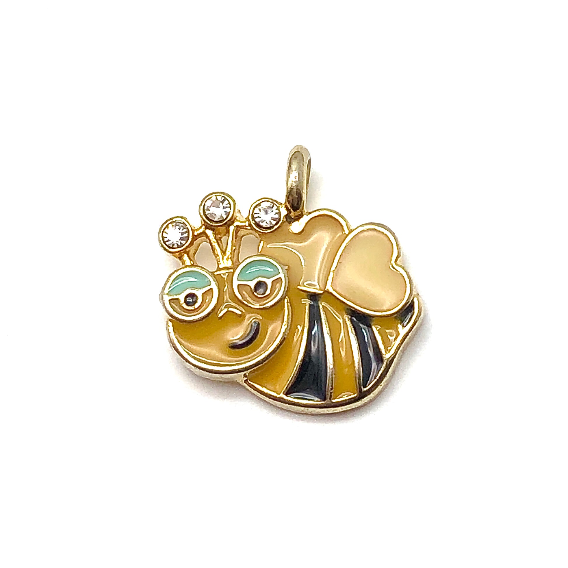 Pendant - Kids Cute Golden Busy Bee Pendant - Black Yellow Honey Bee Charm - Kids Jewelry