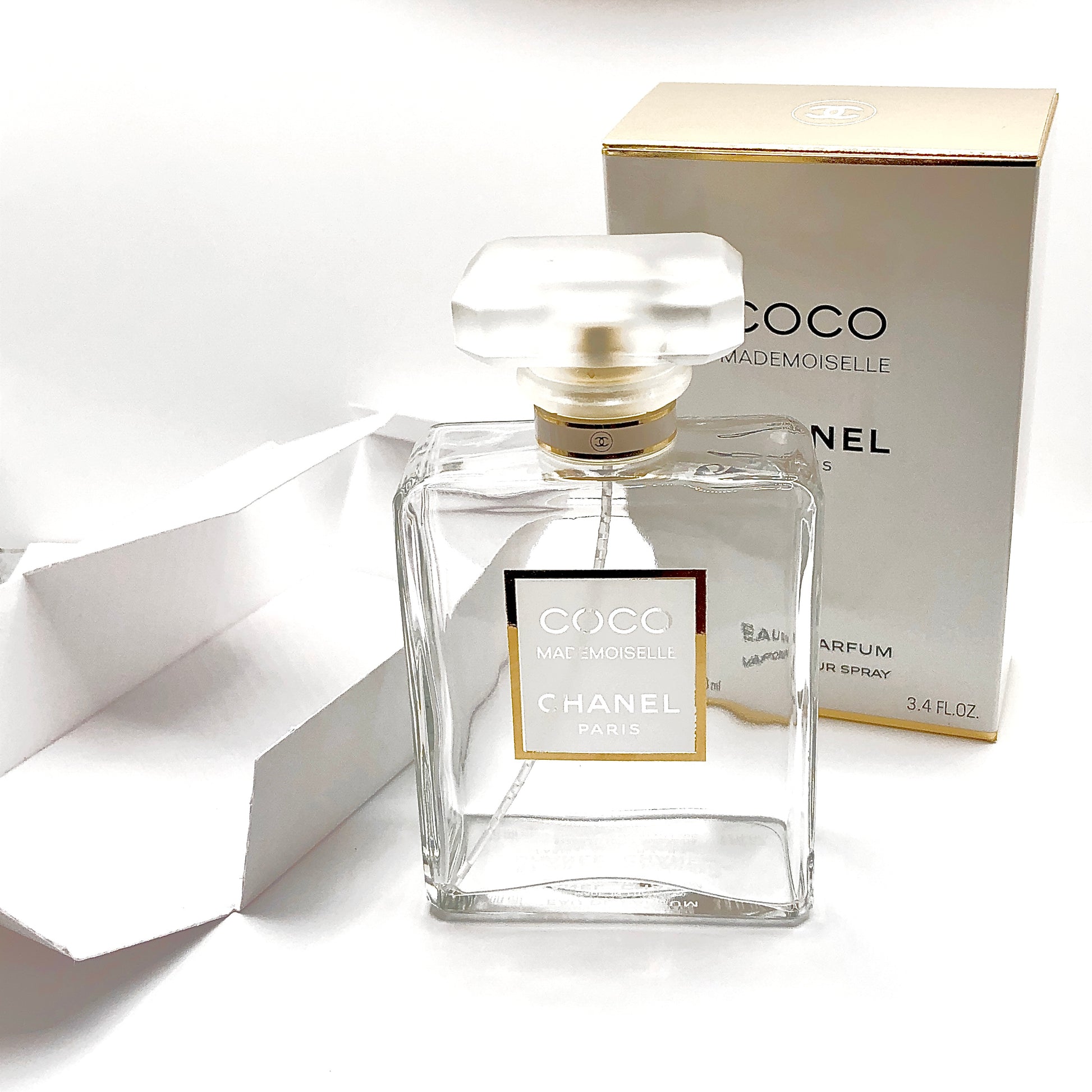 4 Empty Chanel CoCo Mademoiselle Perfume Bottles 3.4oz Movie Props - Fragrance Store Display Decor