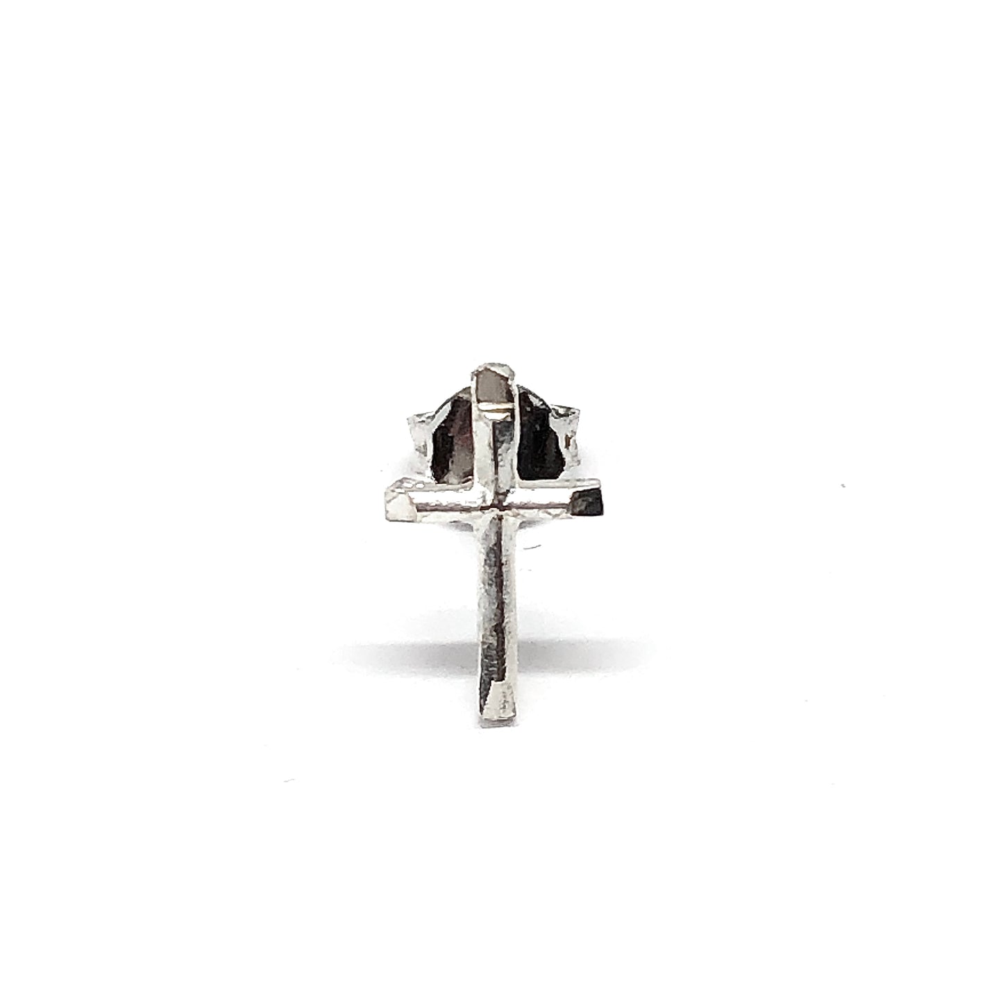 Single Earring - Mens Womens Sterling Silver Tiny Cross Stud Earring