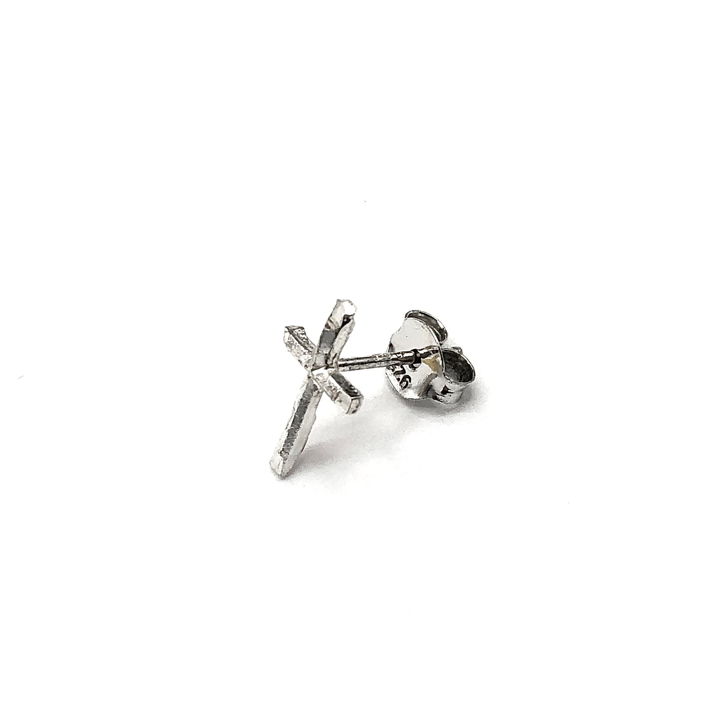 Single Earring - Mens Womens Sterling Silver Tiny Cross Stud Earring
