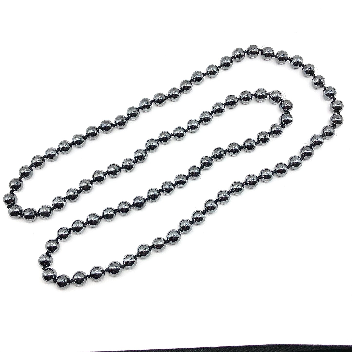 Stone Necklace, 32" Metallic Black 8mm Round Magnetoplumbite Hematite Bead Necklace