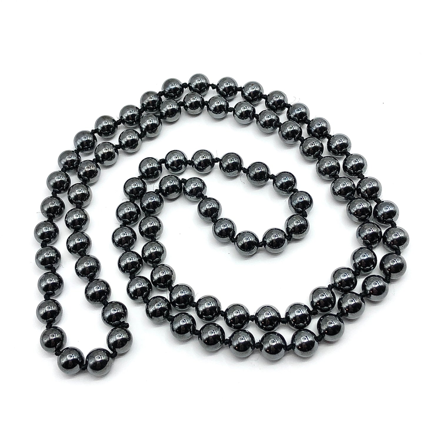 Stone Necklace, 32" Metallic Black 8mm Round Magnetoplumbite Hematite Bead Necklace