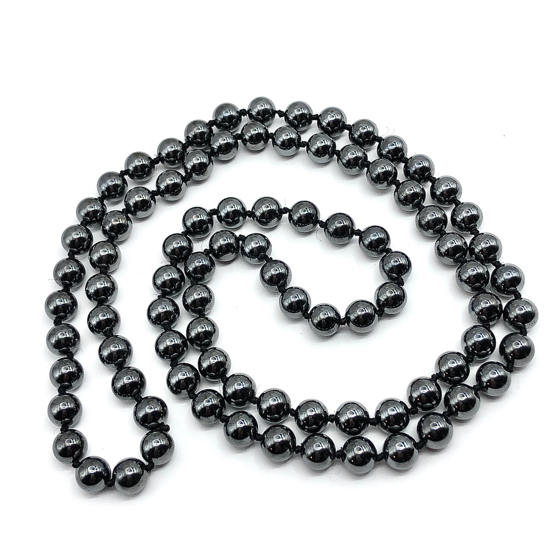 Stone Necklace, 32" Metallic Black 8mm Round Magnetoplumbite Hematite Bead Necklace