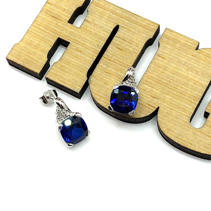 Womens Chrome Fashion Style - Earrings - 10k White Gold Royal Blue Sapphire Diamond Earrings - Drop Earrings - Affordable ✅ Jewelry