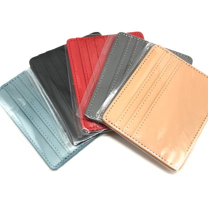 Credit Card Holder Wallet, 4in Red Faux Leather Thin Slim Profile Wallet