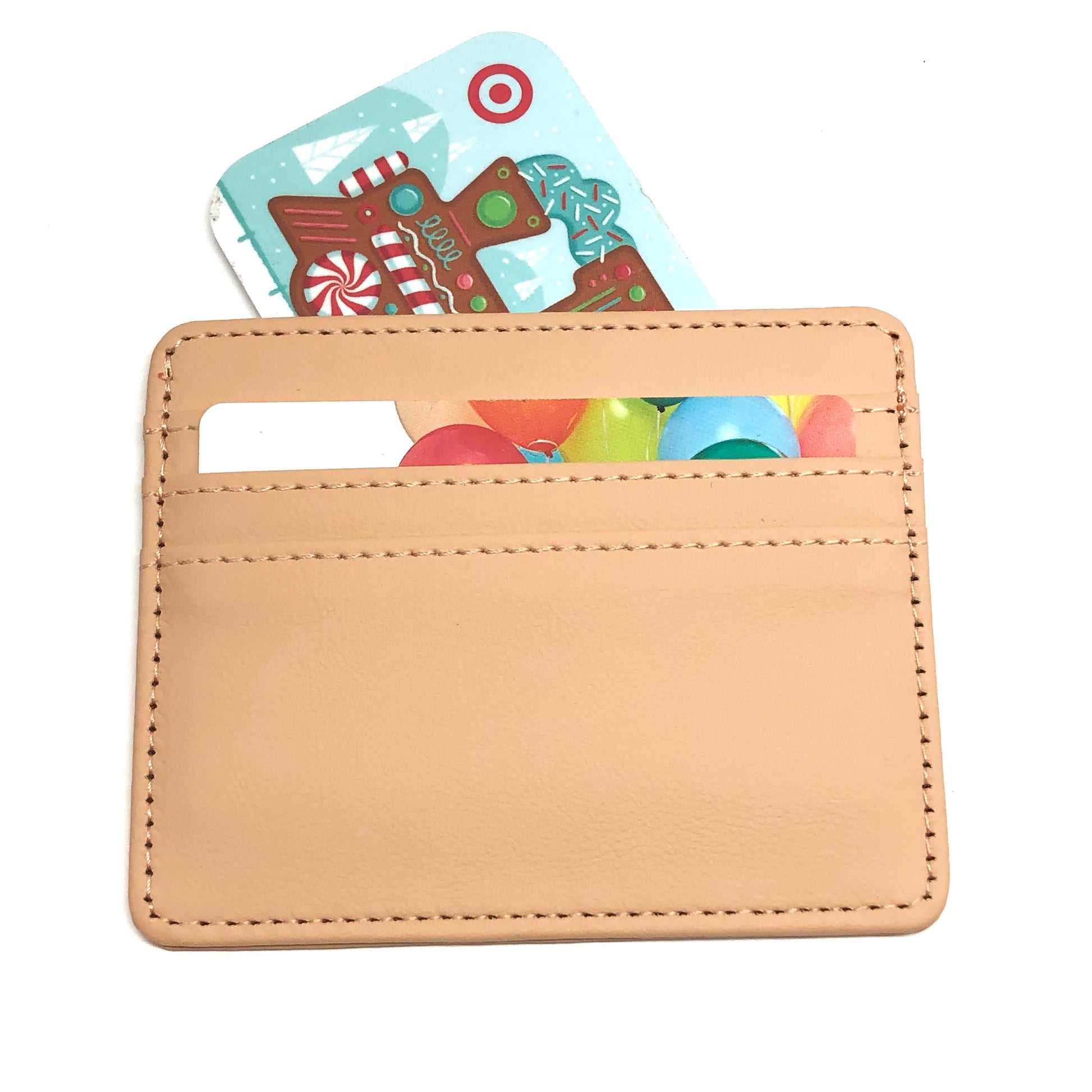 Slim Wallet, Small Camel Tan 4in Faux Leather Thin Wallet / Credit Card Holder