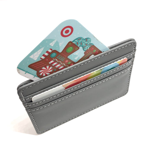 Wallet, Slim Profile Faux Gray Leather Wallet Credit Card Holder