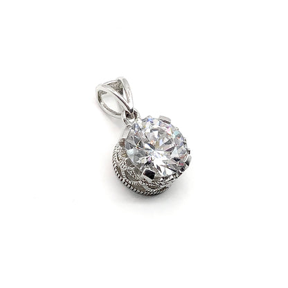 Stone Pendant, Women's White Cubic Zirconia Crown Style Sterling Silver Solitaire Pendant