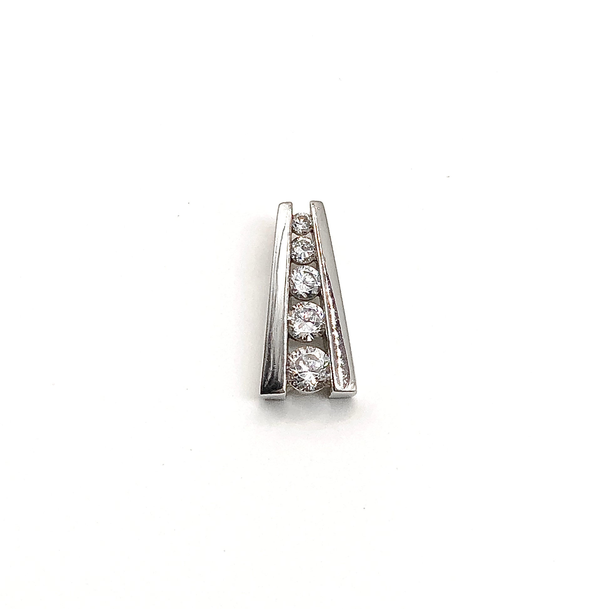 Journey Pendant Sterling Silver Sparkly Cubic Zirconia Stone A Frame Style Pendant