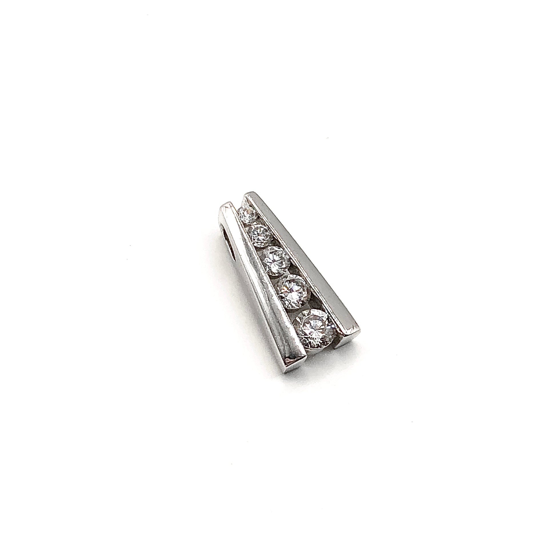 Journey Pendant Sterling Silver Sparkly Cubic Zirconia Stone A Frame Style Pendant