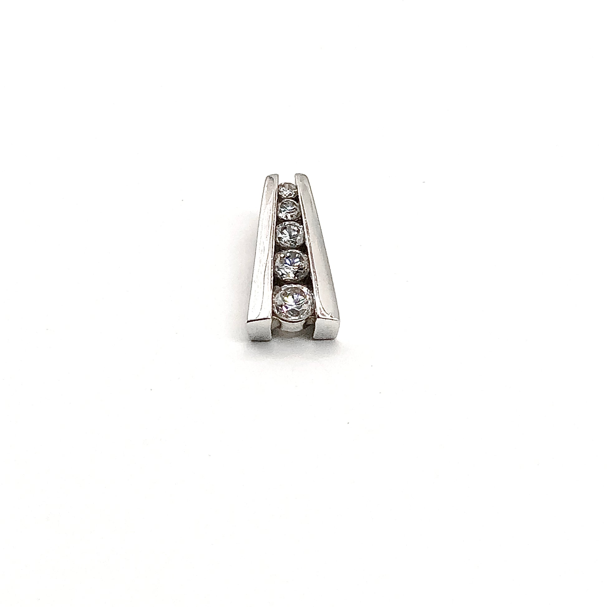 Journey Pendant Sterling Silver Sparkly Cubic Zirconia Stone A Frame Style Pendant