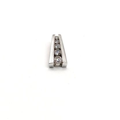Journey Pendant Sterling Silver Sparkly Cubic Zirconia Stone A Frame Style Pendant