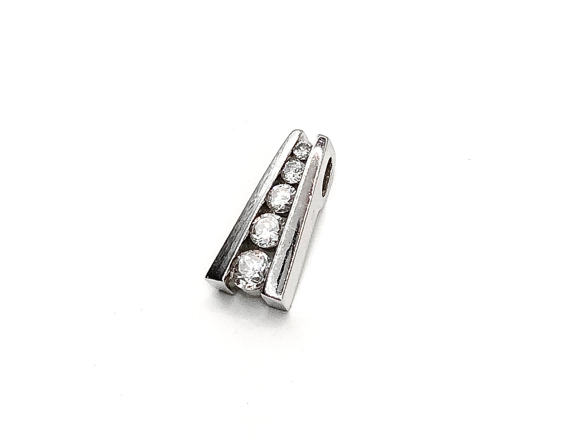 Journey Pendant Sterling Silver Sparkly Cubic Zirconia Stone Pendant - Blingschlingers Jewelry