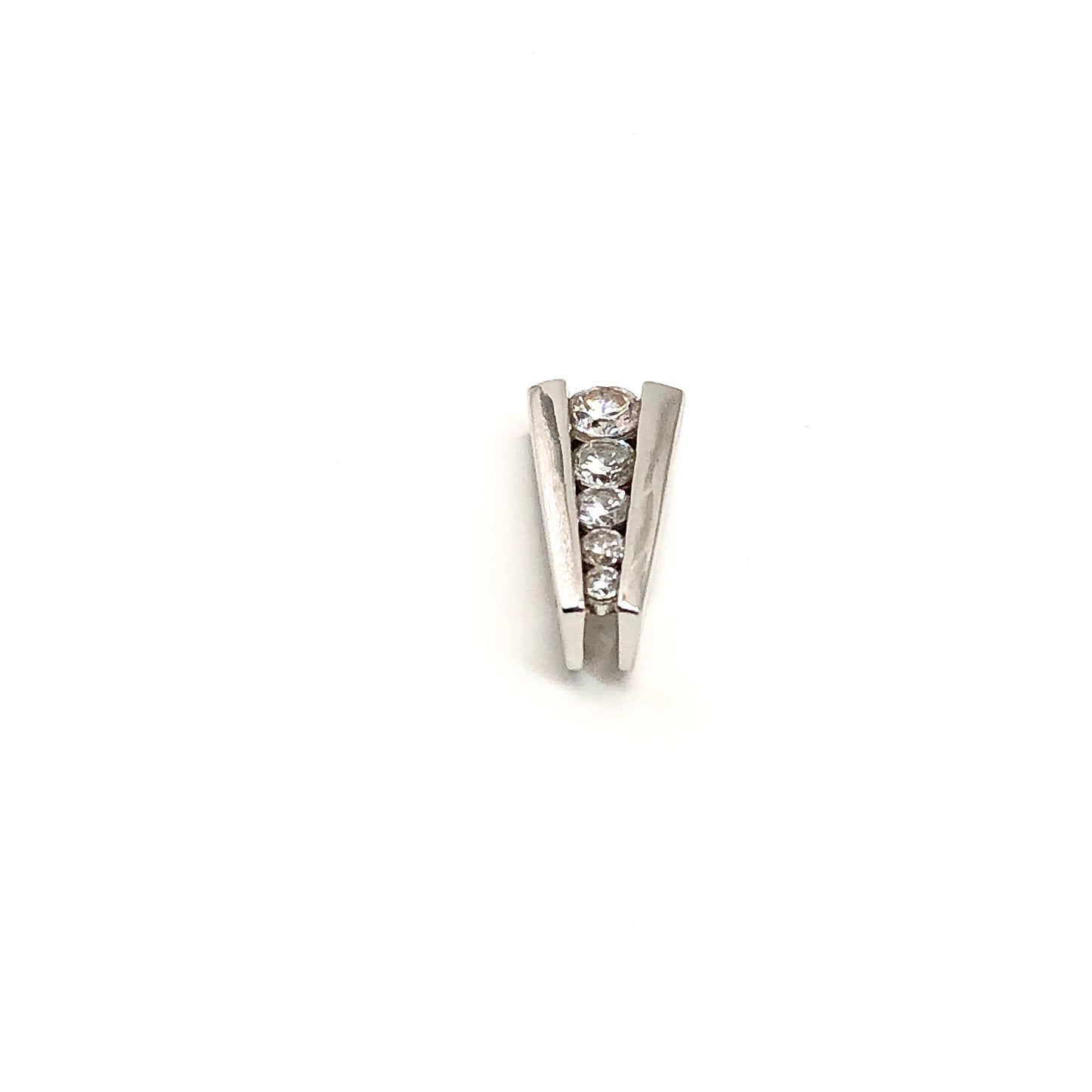 Journey Pendant Sterling Silver Sparkly Cubic Zirconia Stone A Frame Style Pendant