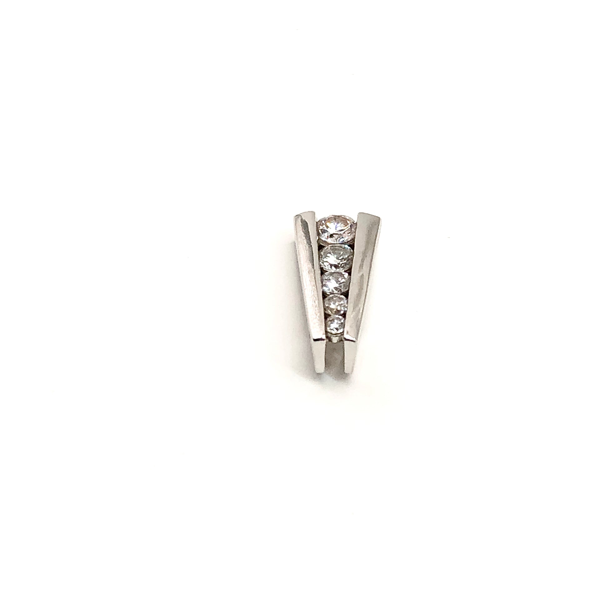 Journey Pendant Sterling Silver Sparkly Cubic Zirconia Stone A Frame Style Pendant