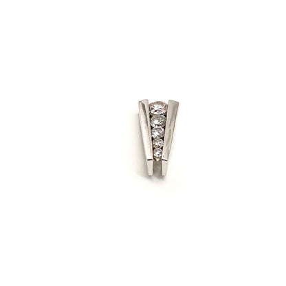 Journey Pendant Sterling Silver Sparkly Cubic Zirconia Stone A Frame Style Pendant