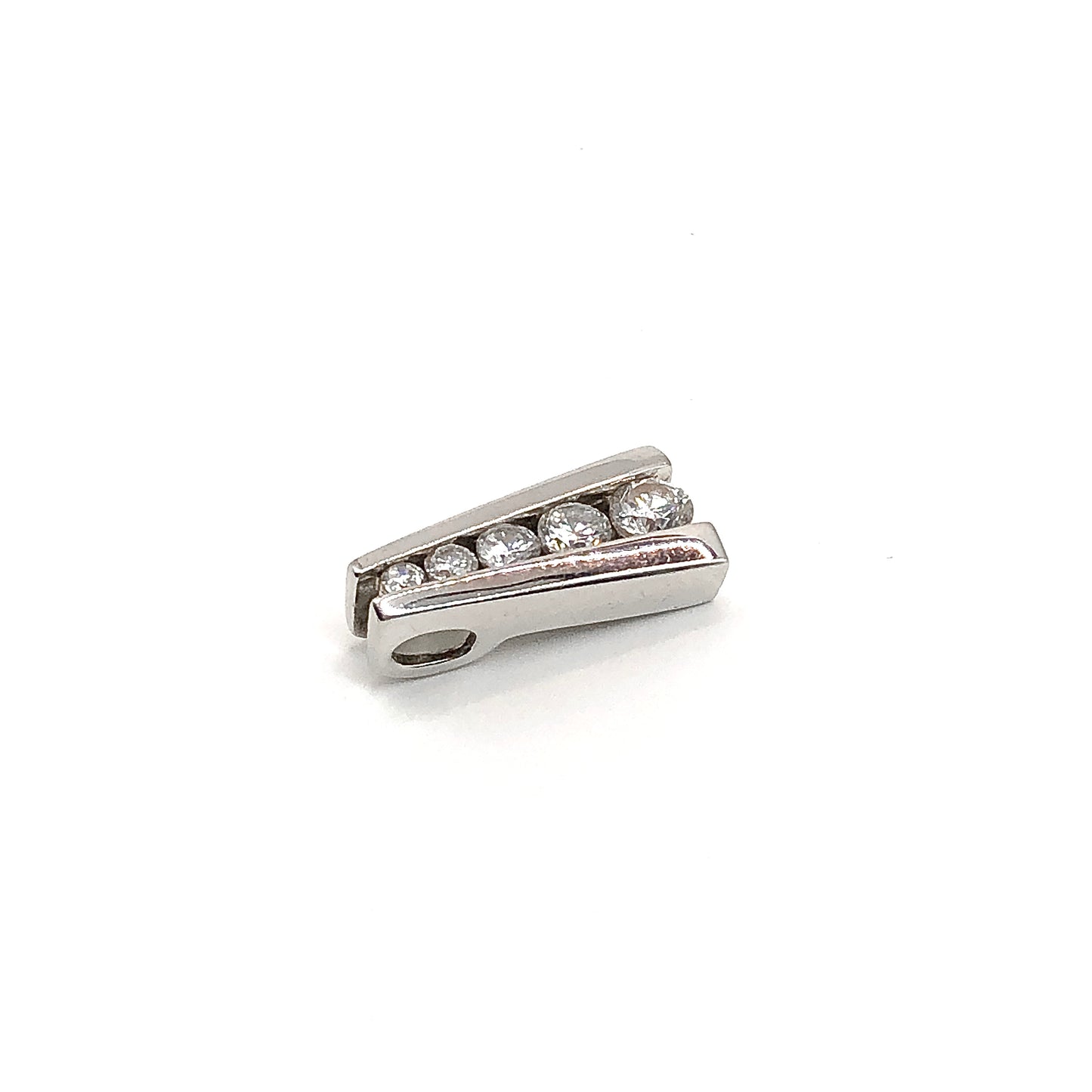 Journey Pendant Sterling Silver Sparkly Cubic Zirconia Stone A Frame Style Pendant