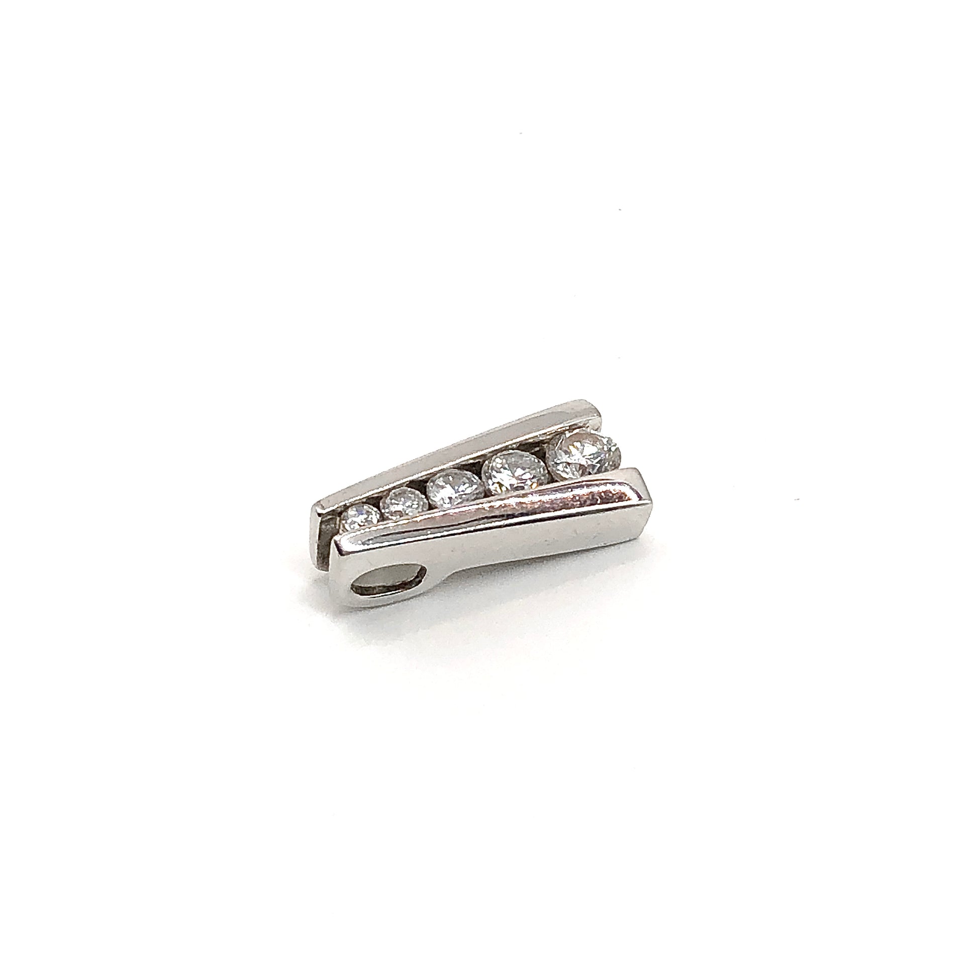 Journey Pendant Sterling Silver Sparkly Cubic Zirconia Stone A Frame Style Pendant