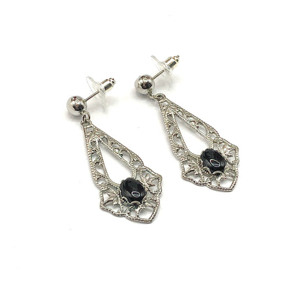 Dangle Earrings - Womens Victorian Style Silver Filigree Dangle Earrings