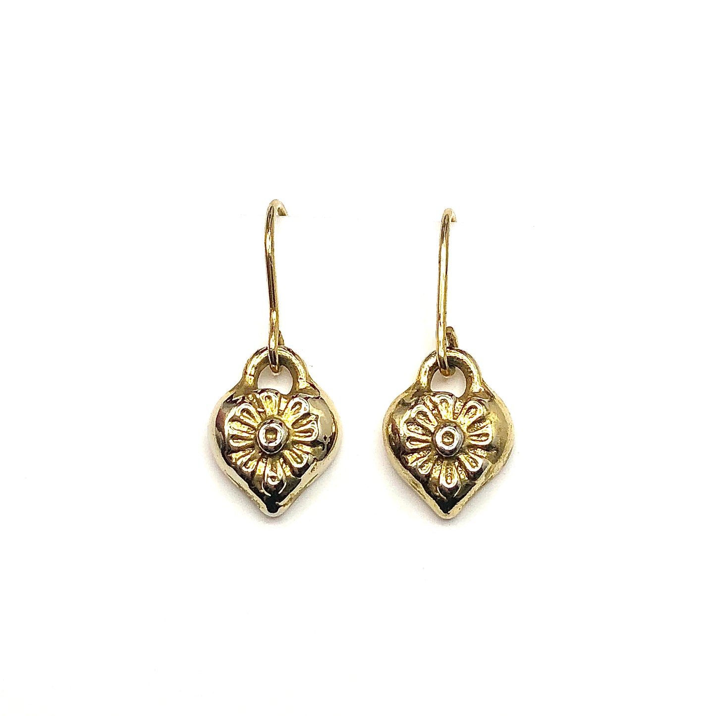 Earrings Womens Cute Small Gold Floral Heart Short Drop Earrings