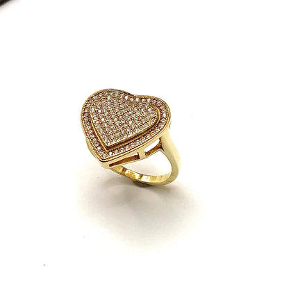 Ring - Fashionista Style Shimmery Sterling Silver Gold 2 Tier Heart Ring - sz7 - Crazy Extremely Low Priced Fine Jewelry