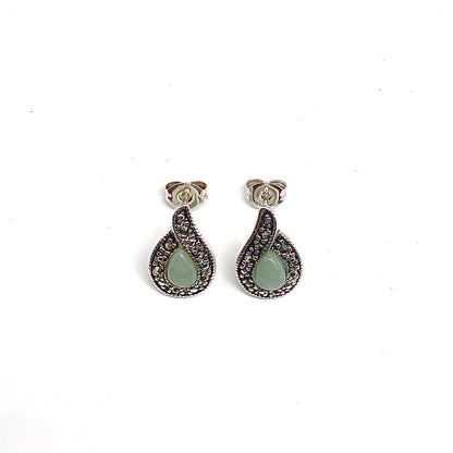 Sterling Silver Jade Stone Stud Earrings