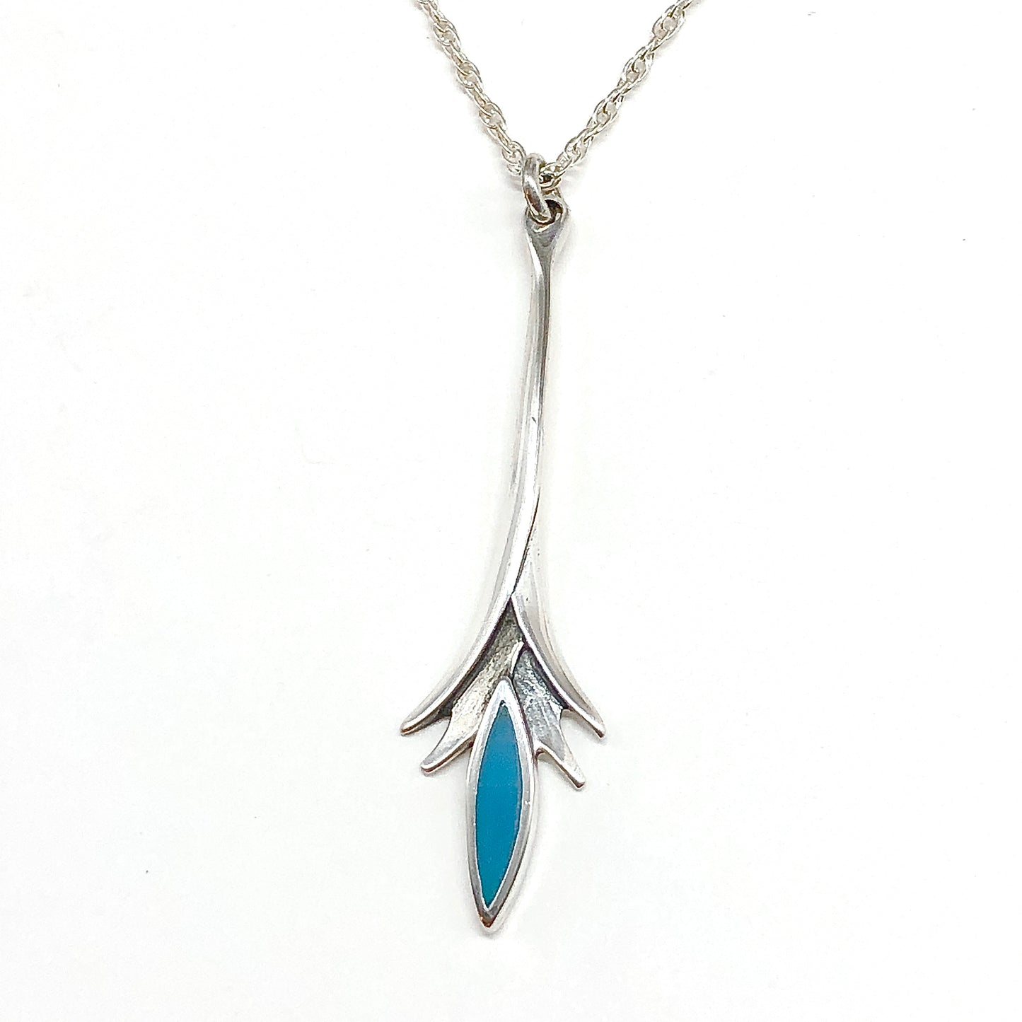 28" 2 Layer Style Sterling Silver Turquoise Charm Necklace