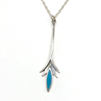 28" 2 Layer Style Sterling Silver Turquoise Charm Necklace