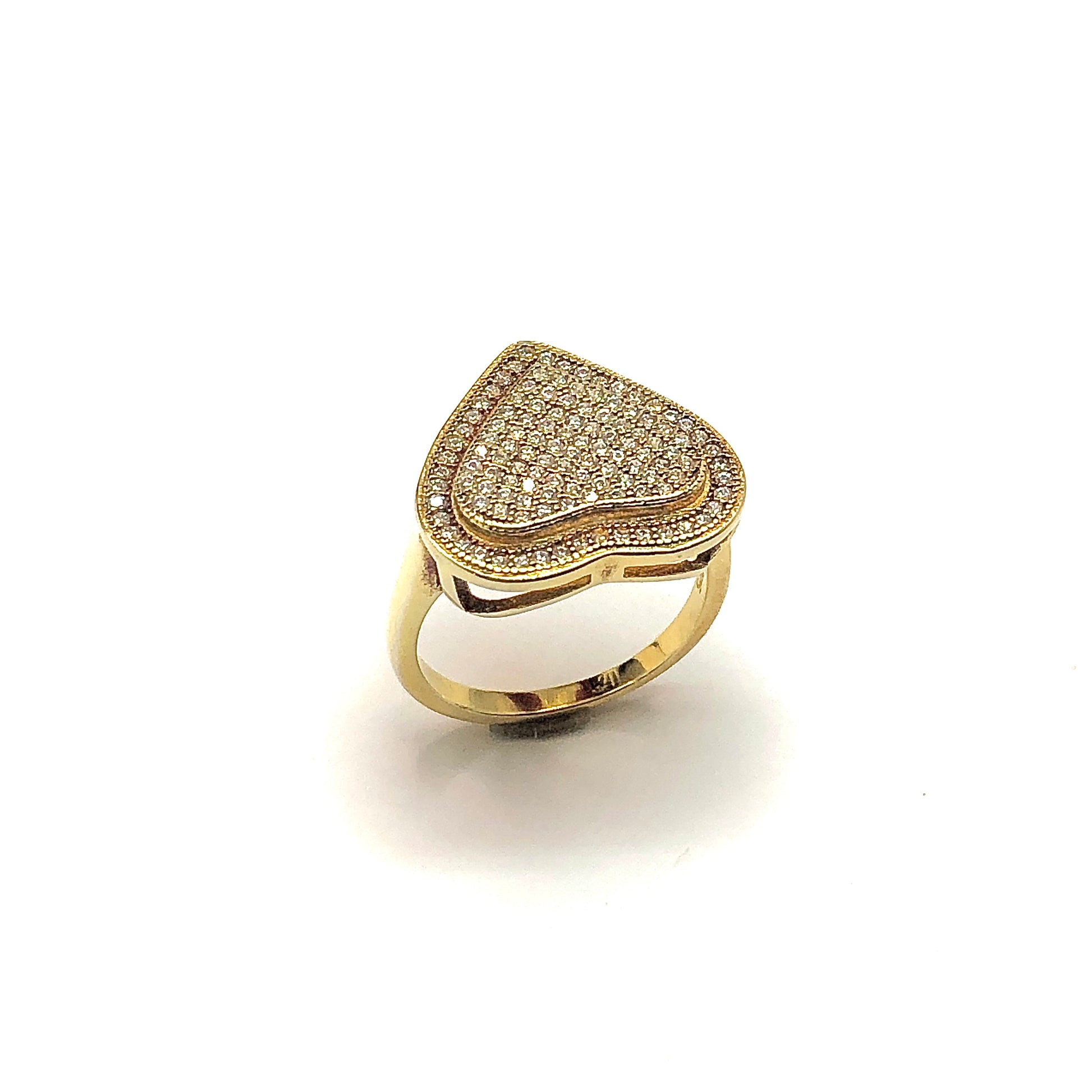 Ring - Fashionista Style Shimmery Sterling Silver Gold 2 Tier Heart Ring - sz7 - Crazy Extremely Low Priced Fine Jewelry