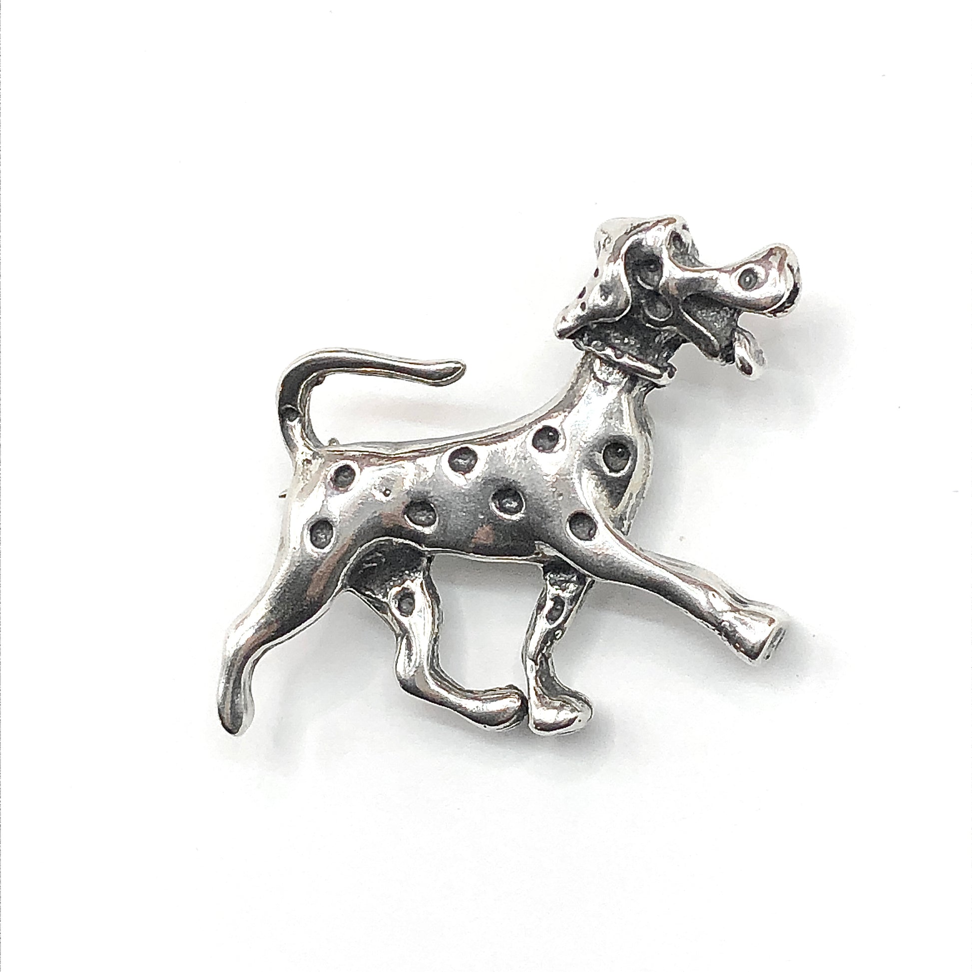 Brooches & Lapel Pins Mens Womens - Sterling Silver Estate Dopey Dalmatian Dog Brooch - Fireman's Friend Pin - Cartoon Style