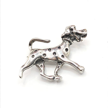 Brooches & Lapel Pins Mens Womens - Sterling Silver Estate Dopey Dalmatian Dog Brooch - Fireman's Friend Pin - Cartoon Style