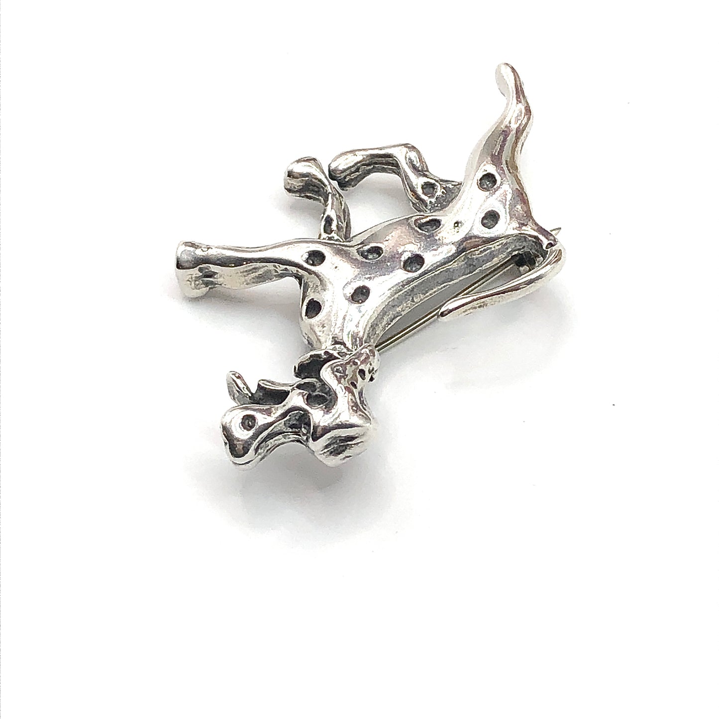 Cute Dopey Dalmatian - Sterling Silver Dog Brooch / Lapel Pin