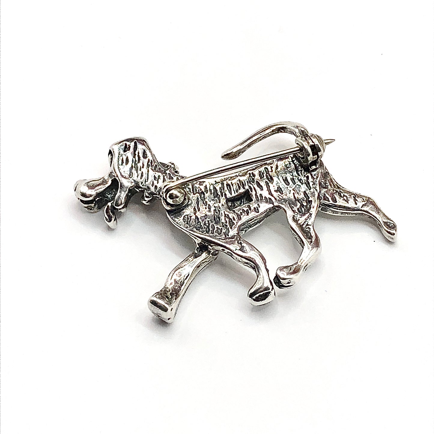 Cute Dopey Dalmatian - Sterling Silver Dog Brooch / Lapel Pin