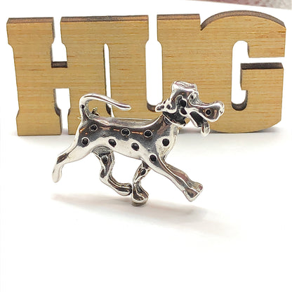 Brooches & Lapel Pins Mens Womens -Sterling Silver Estate Dopey Dalmatian Dog Brooch - Cartoon Style