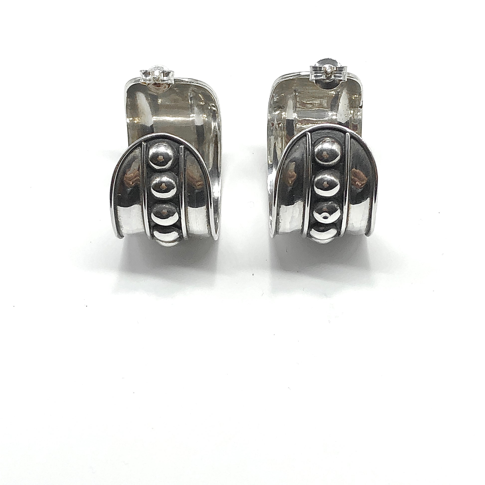 Bold Edgy Style 925 Sterling Silver Hoop Earrings 1/2 inch Wide Studded Hoop
