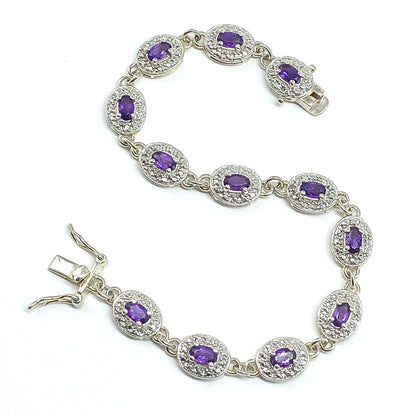 Bracelet Womens Purple Amethyst Gemstone February Birthstone Bracelet - 7.25in - Discount Estate Jewelry - Stacker Bracelet