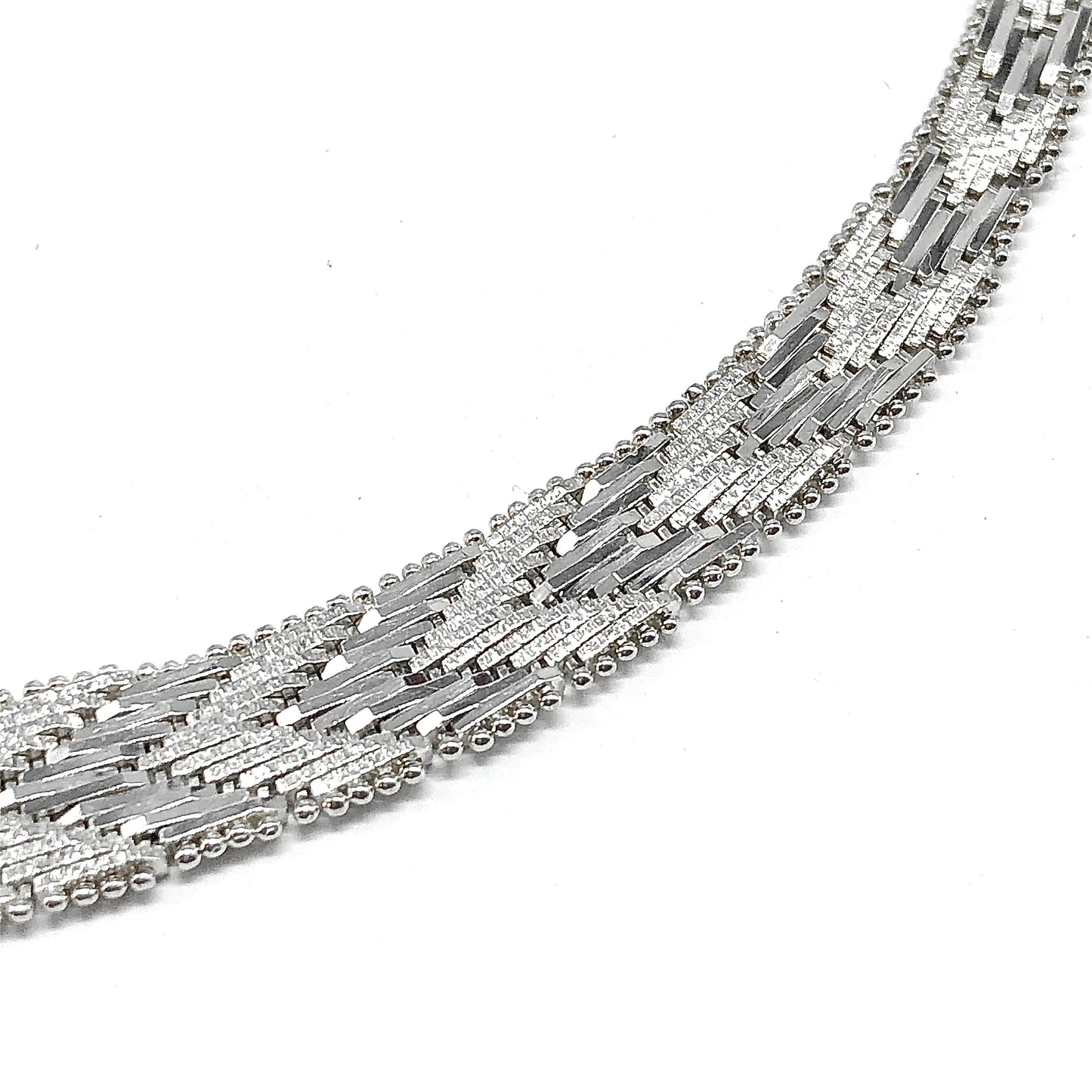 Necklace Sterling Silver Riccio Chevron Herringbone Choker Collar
