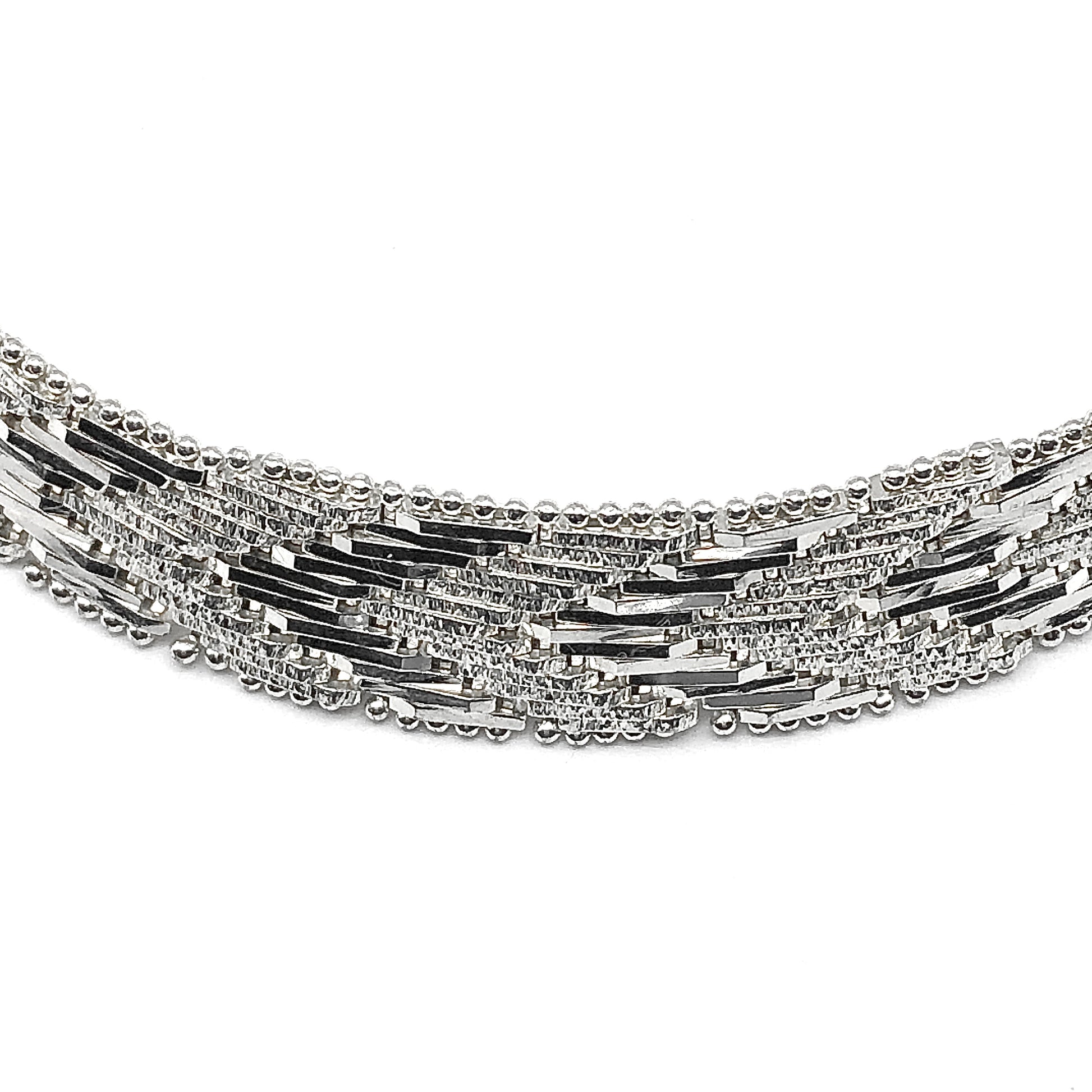 Necklace Sterling Silver Riccio Chevron Herringbone Choker Collar