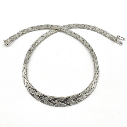 Necklace Sterling Silver Riccio Link Chevron Herringbone Choker Collar
