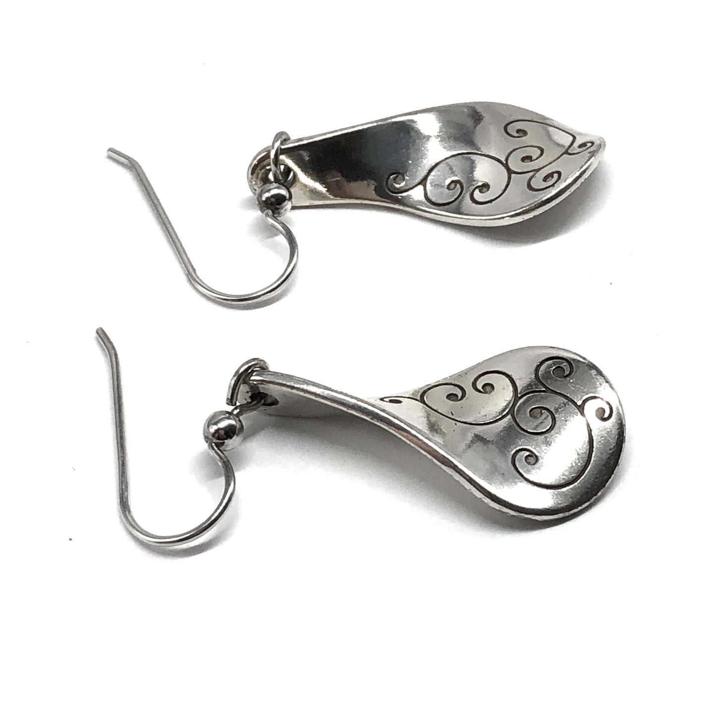 Earrings Womens Silver Fishing Spoon Style Scrolling Dangle Earrings - Deal at .50 Cents!