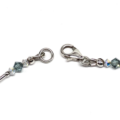 10in Sterling Silver Aqua Swarovski Crystal Ankle Bracelet