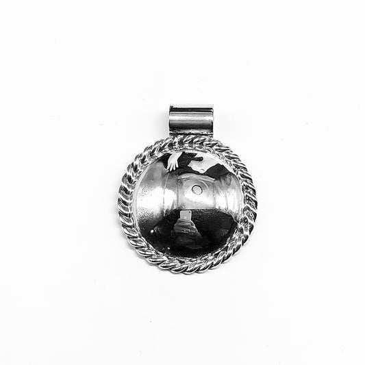 Round 925 Sterling Silver Pendant for Men or Women - Estate Jewelry, Tube Bail Style, Round Domed Unique Design
